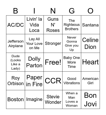 MUSIC BINGO Card