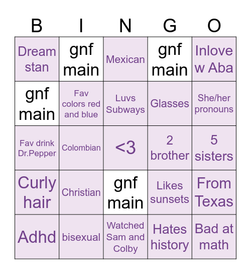 Misty’s Bingo Card