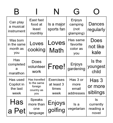 DSA Bingo Card