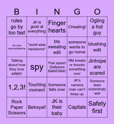 RUN BTS BINGO Card