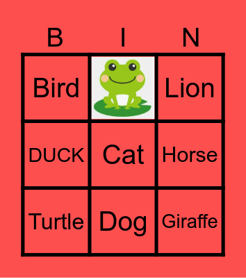 Animals Bingo Card