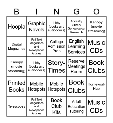 LIBRARY BINGO Card