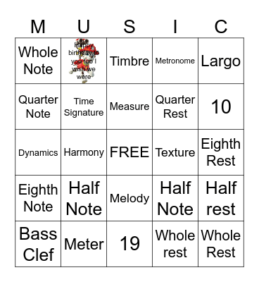 Elements of Music Bingo Card
