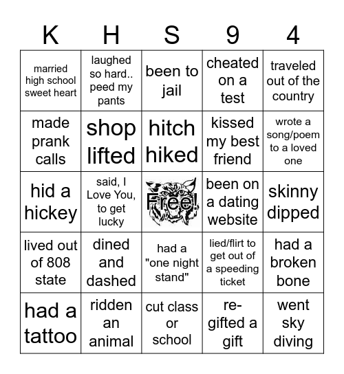 NEVER HAVE I EVER... Bingo Card