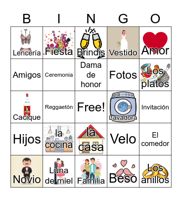 Yuli's bachelorette Party Bingo Card
