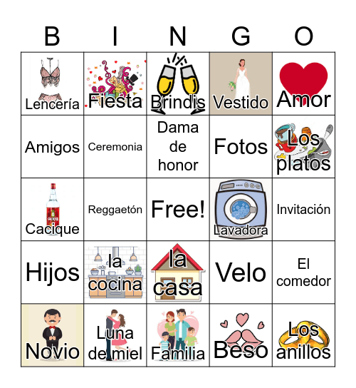 Yuli's bachelorette Party Bingo Card