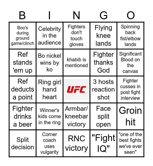 UFC BINGO Card