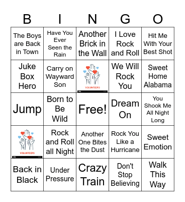 * Rock and Roll * Bingo Card