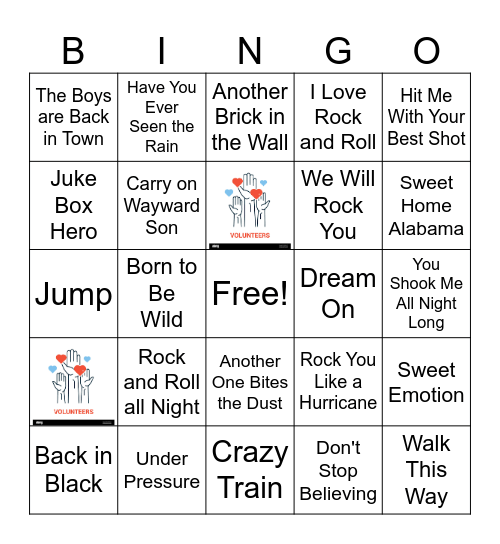 * Rock and Roll * Bingo Card