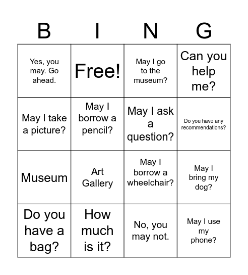 BINGO 5th Grade Bingo Card