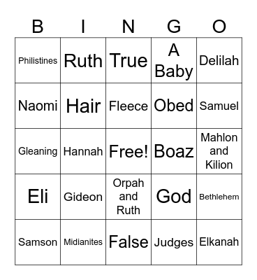 Bible Bingo Card