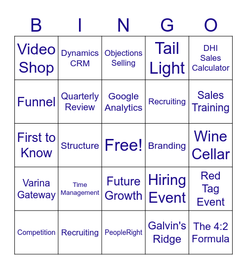 Welcome Horton Leaders Bingo Card