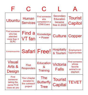 Career Exploration Through Africa Bingo Card