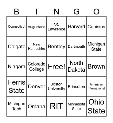 Frozen Four Bingo Card