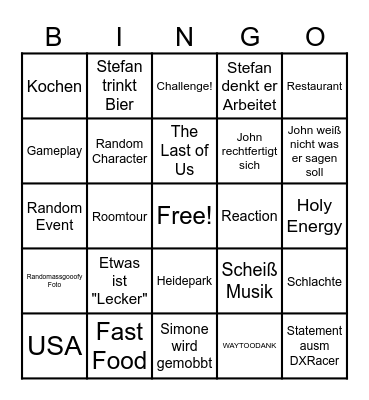 Stefan und John Bingo Card