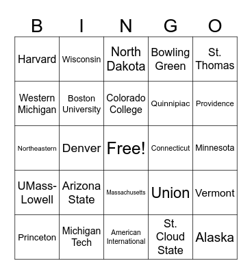 Frozen Four Bingo Card