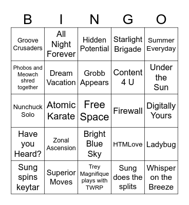TWRP Bingo Card