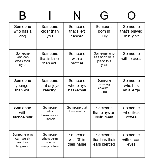 ATHS BINGO Card