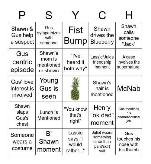 PSYCH Bingo Card