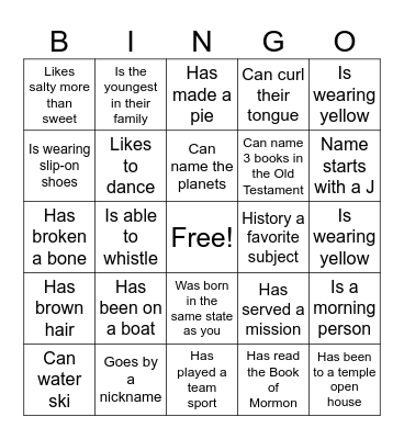 Get to Know You Bingo Card