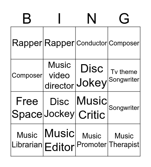 MUSIC CAREER Bingo Card