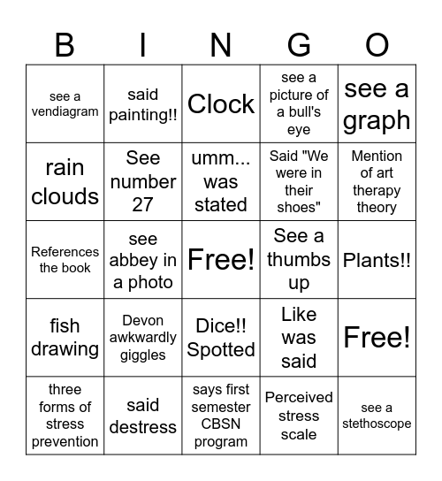 BINGO! Paint Night Bingo Card