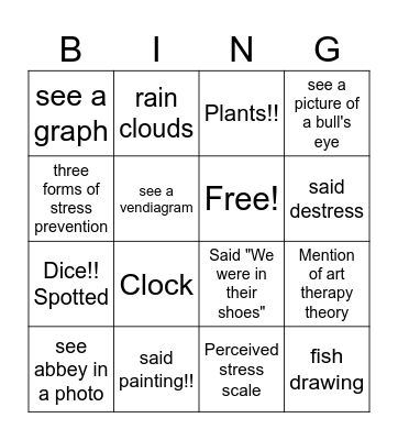 BINGO! Paint Night Bingo Card