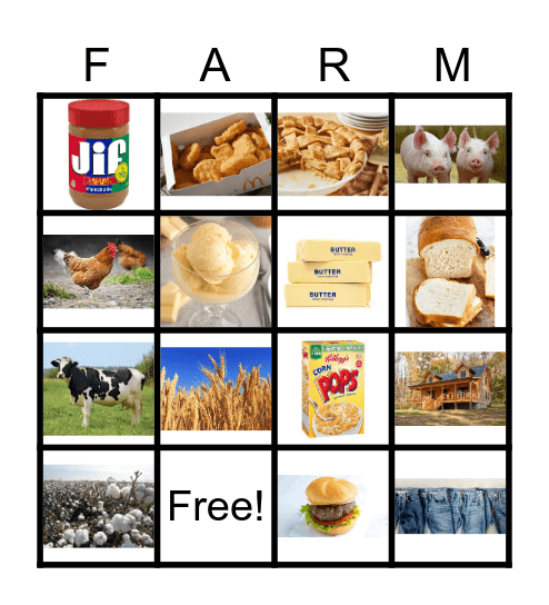 Food to Table Bingo Card