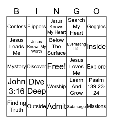 SUBMERGED Bingo Card