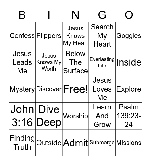 SUBMERGED Bingo Card