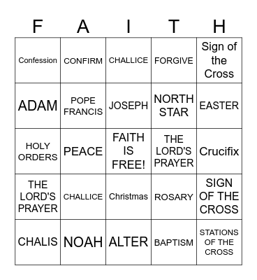 CATHOLIC RELIGIOUS EDUCATION Bingo Card