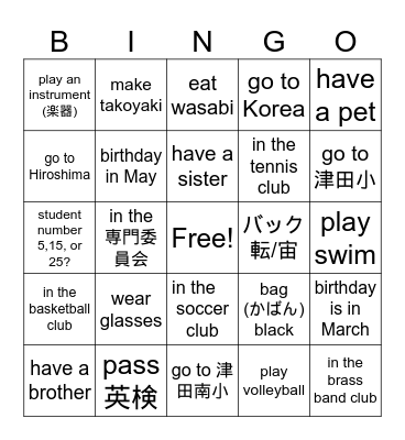 A person who… Bingo Card