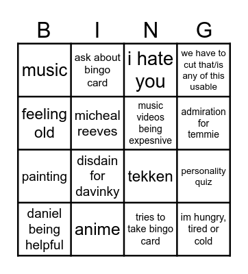 lilly bingo card for otv podcast Bingo Card