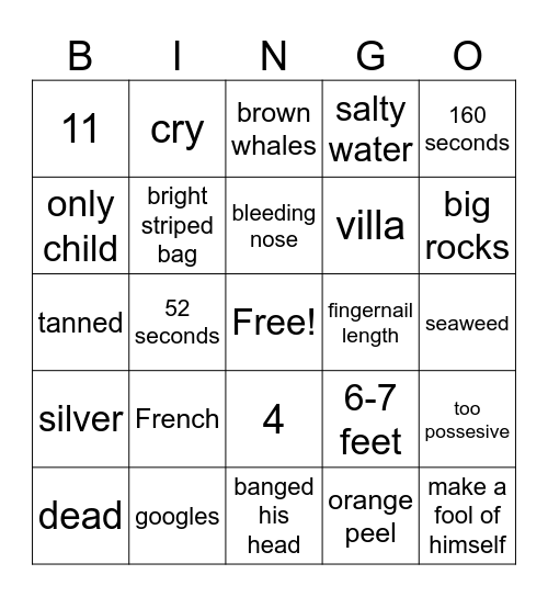 through-the-tunnel-english-9-bingo-card