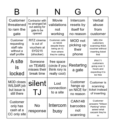 Parkwatch Bingo Card