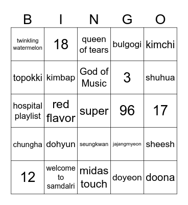 dino bingo Card