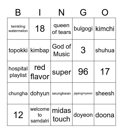 dino bingo Card