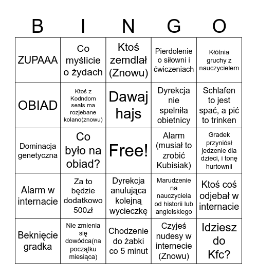 Zawisza bingo Card