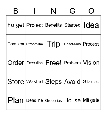 Planning Bingo Card