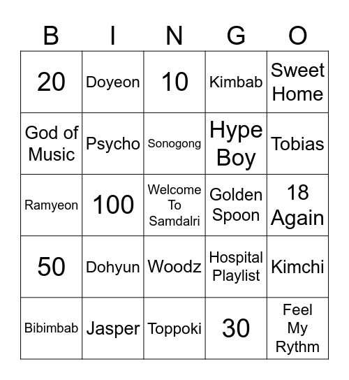 Bingo with Chaeyeon Bingo Card