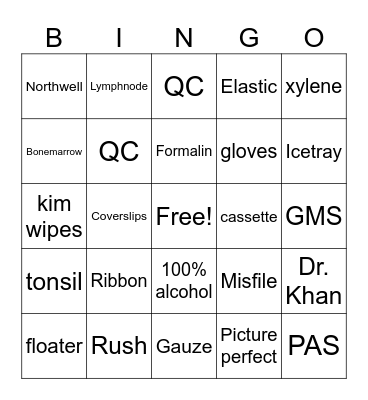 PATHOLOGY BINGO Card