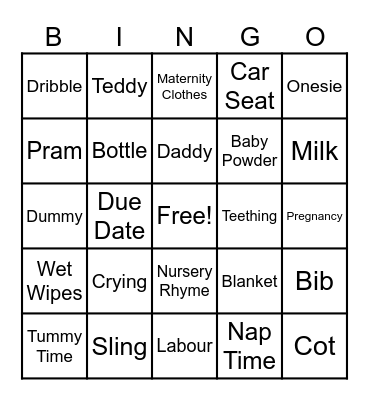Baby Shower Bingo Card