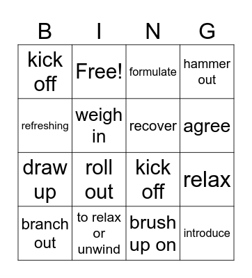 Phrasal Verbs Bingo Card