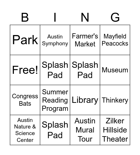 Summer 2024 FUN Bingo Card
