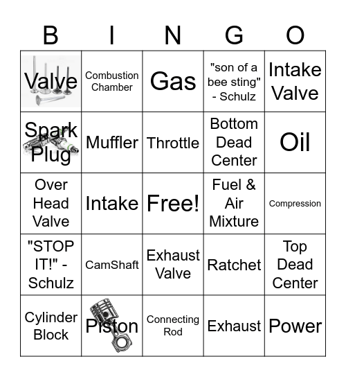 Small Engine Bingo Card
