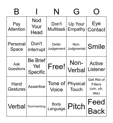 Effective Communication Bingo Card