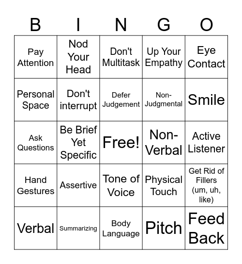 Effective Communication Bingo Card