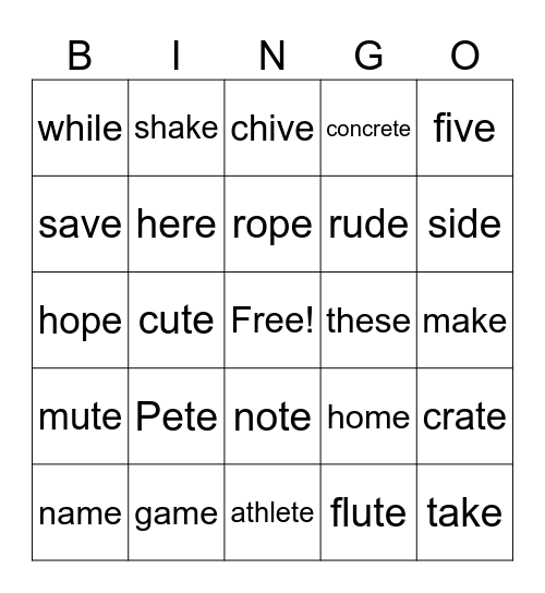 Magic e Bingo Card