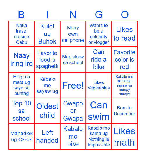 YOUTH IN: STAY CONNECTED Bingo Card