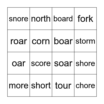 or, ore, oar Bingo Card